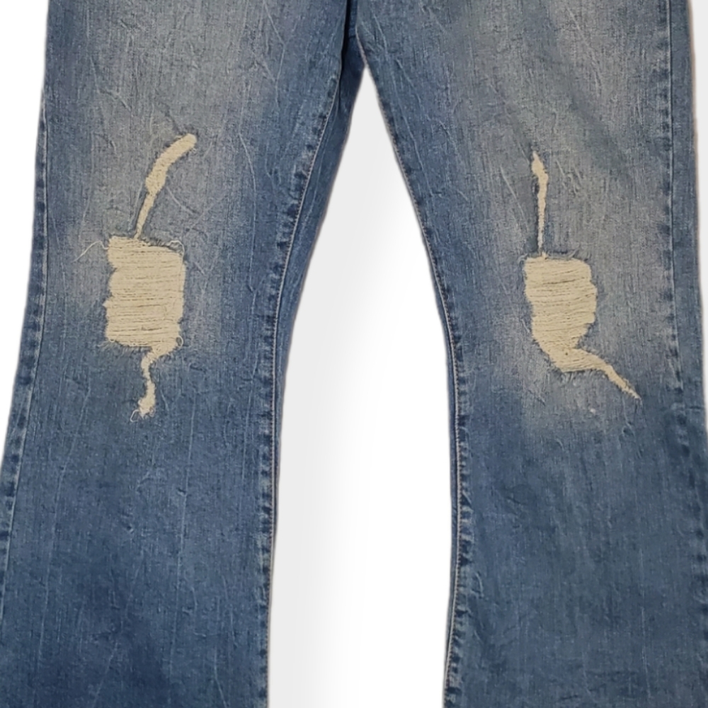 Forever 21 Cropped Distressed Raw Kick Flare Jeans 30 - Picture 4 of 9